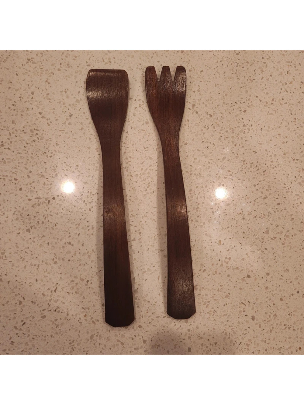 MCM Vintage Teak Wood Serving Set Fork Spoon
